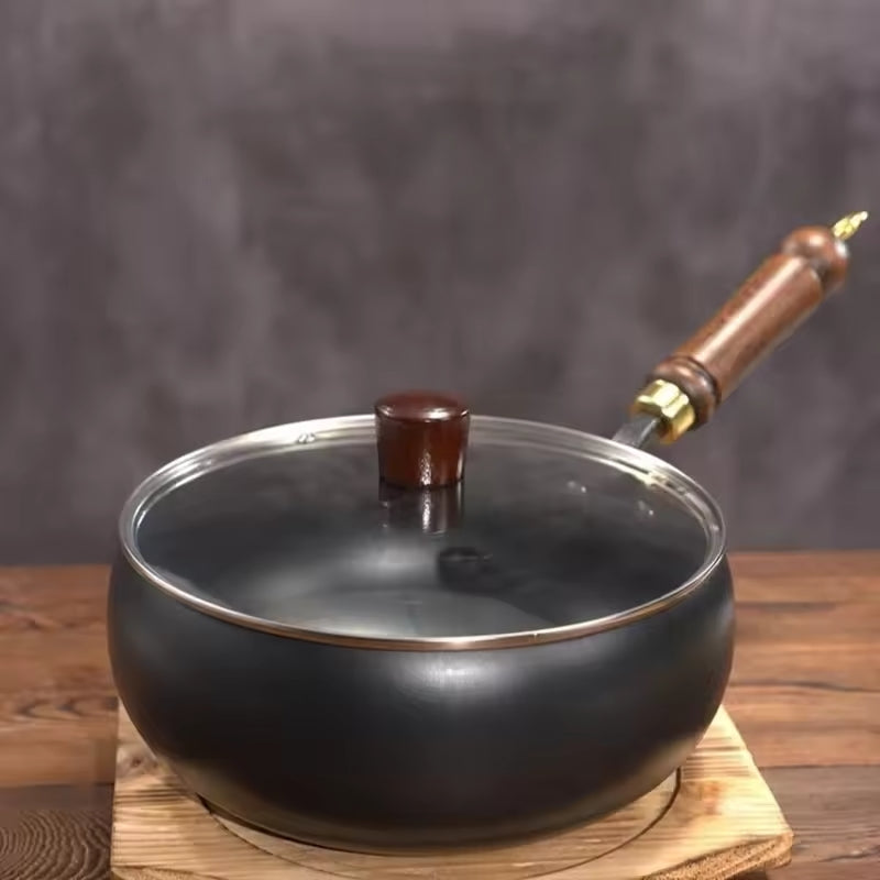 Récipient Profond en Fonte Noire 24 cm Induction Gaz Four Sautés Mijotés Braisés Cuisine Asiatique Robuste | Koossa
