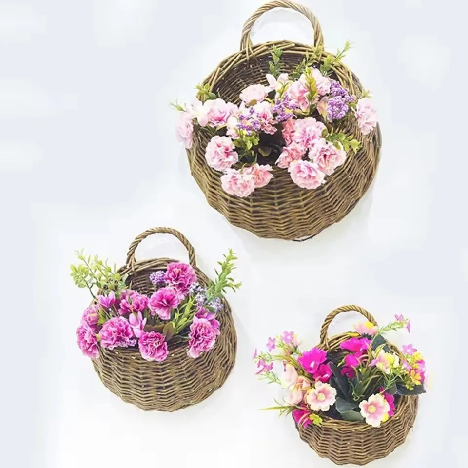 Panier suspendu en rotin naturel tressé à la main pour plantes vertes mur intérieur extérieur décoration | Koossa
