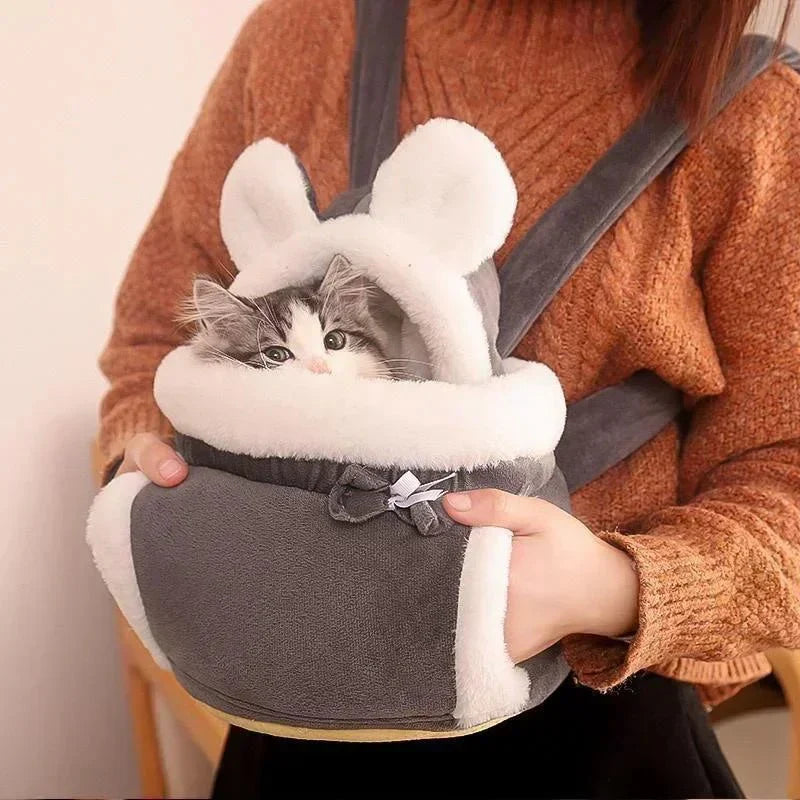 Cat Carrier Backpack Quilted Velvet Foldable Small Medium Large Padded Travel Bag Hands-Free Ventilated Secure Pet Transport | Koossa