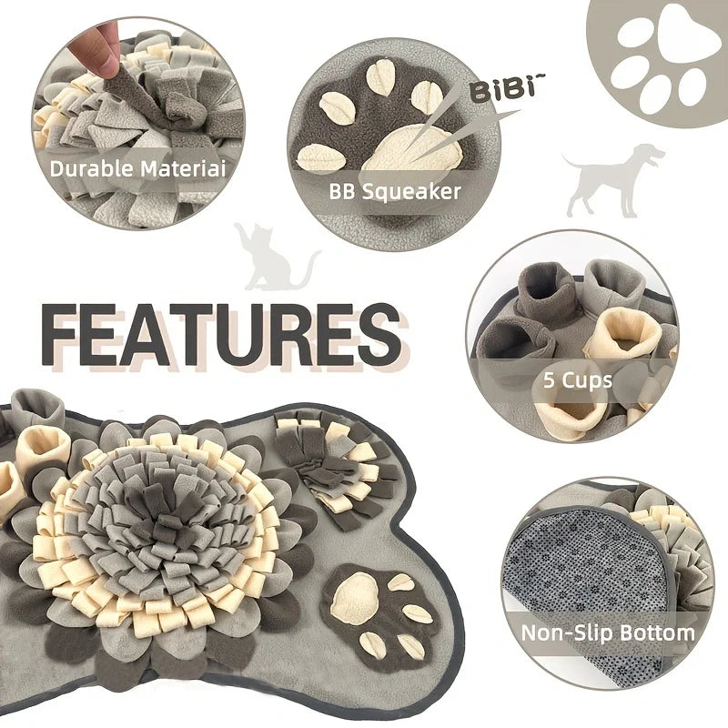 Dog Snuffle Mat Slow Feeder Puzzle Toy Interactive Feeding Washable Foraging Training 64cm | Koossa