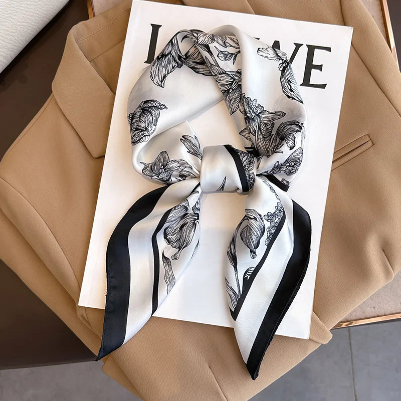 Square Satin Scarf 27.5 Inch Equestrian Print Headwrap Neck Tie Hairband for Women Four Season Versatile Accessory | Lonoma