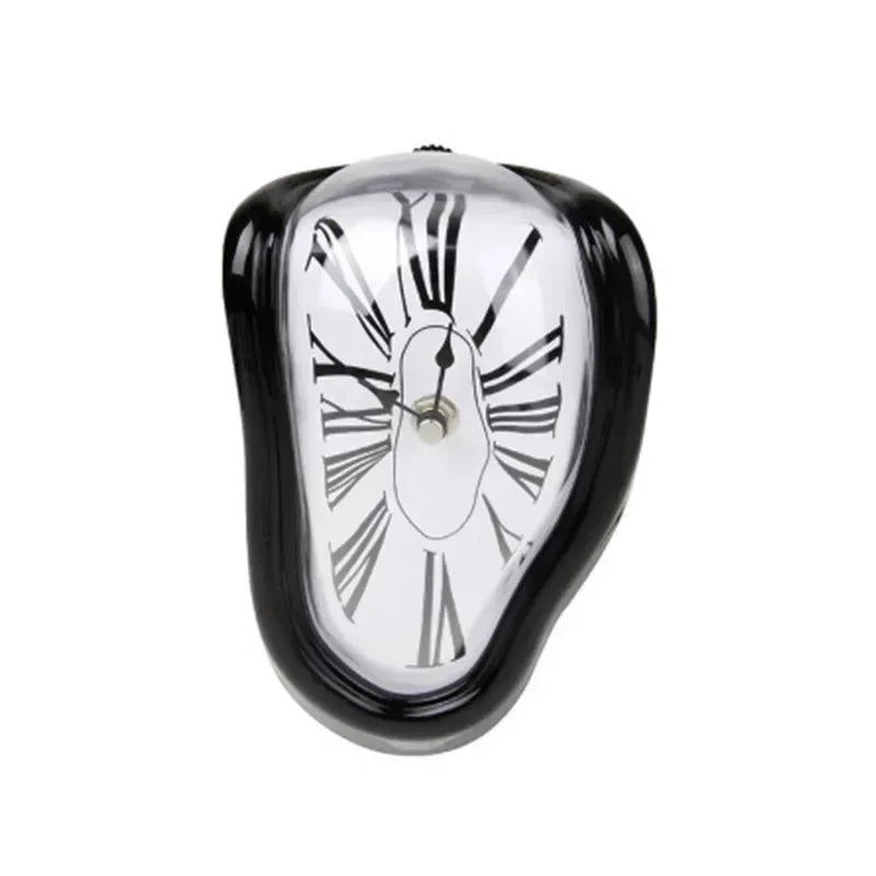 Horloge décorative à poser effet fondu chiffres romains 18×12×15 cm aluminium plastique argenté doré noir blanc | Koossa