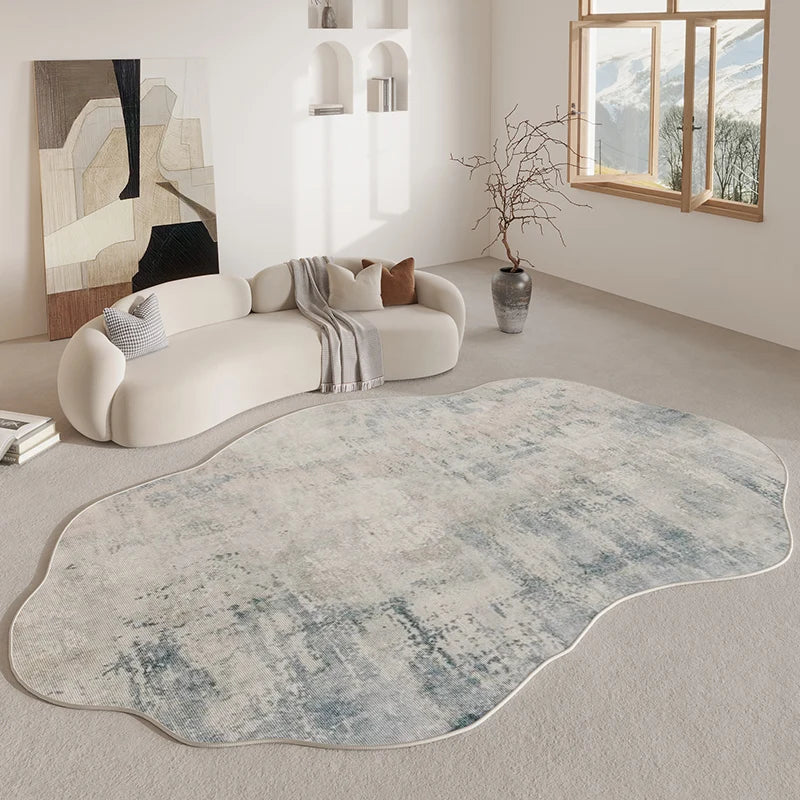 Plush Curved Area Rug Non-Slip Polyester Floor Mat Contemporary Abstract Geometric Shape for Bedrooms Hallways Entryways | Lonoma