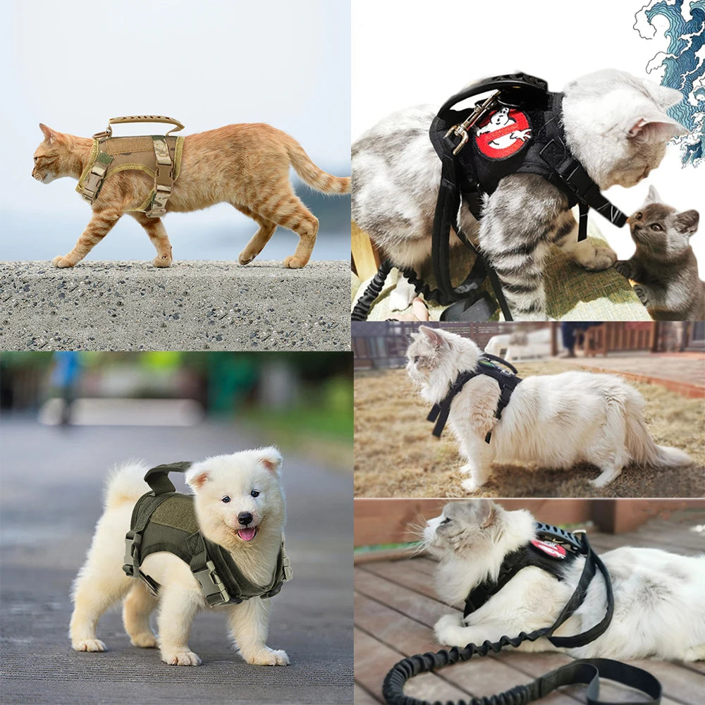 Cat Harness Tactical No-Pull Adjustable Escape-Proof Handle Mesh Vest Walking Large Small Dog | Koossa