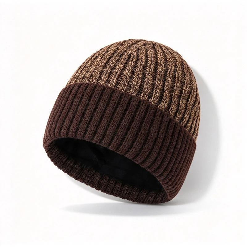 Men's Fleece-Lined Knit Beanie Winter Hat with Cuff Warm Thermal Skull Cap for Everyday Cold Weather | Lonoma
