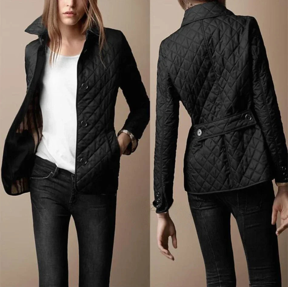 Tailored Diamond Quilted Jacket for Women in Five Refined Colours | Lightweight Button-Front Design for Effortless Layering Through Autumn and Winter | Koossa