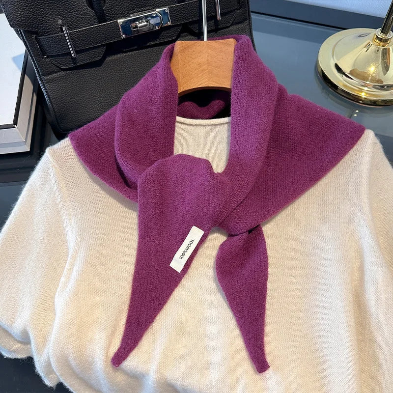 Triangle Wool Scarf for Women – 100% Pure Wool Winter Wrap Shawl with Solid Color Design for Cold Weather | Lonoma