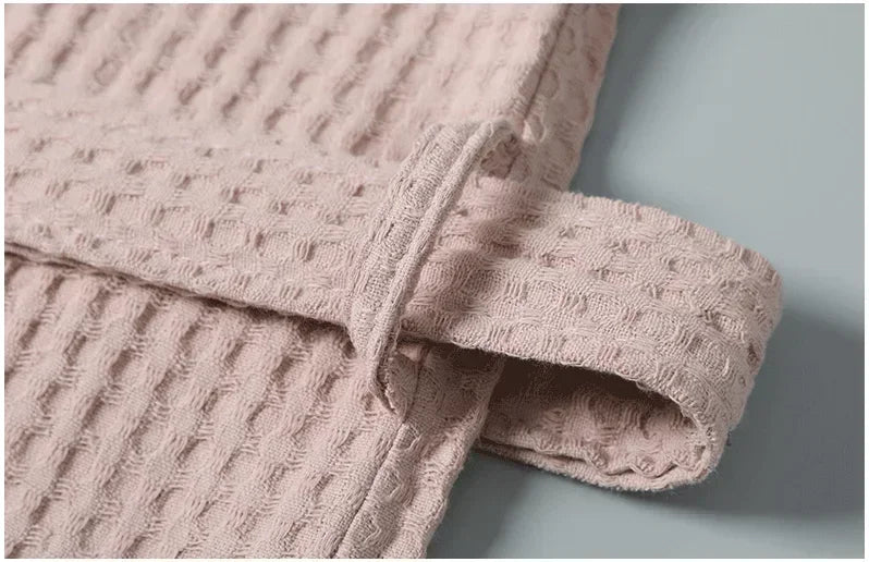 Lightweight Cotton Waffle Weave Bathrobe for Women - Long Sleeve Spa Robe for Spring Summer Hotel Lounge Sleepwear | Lonoma