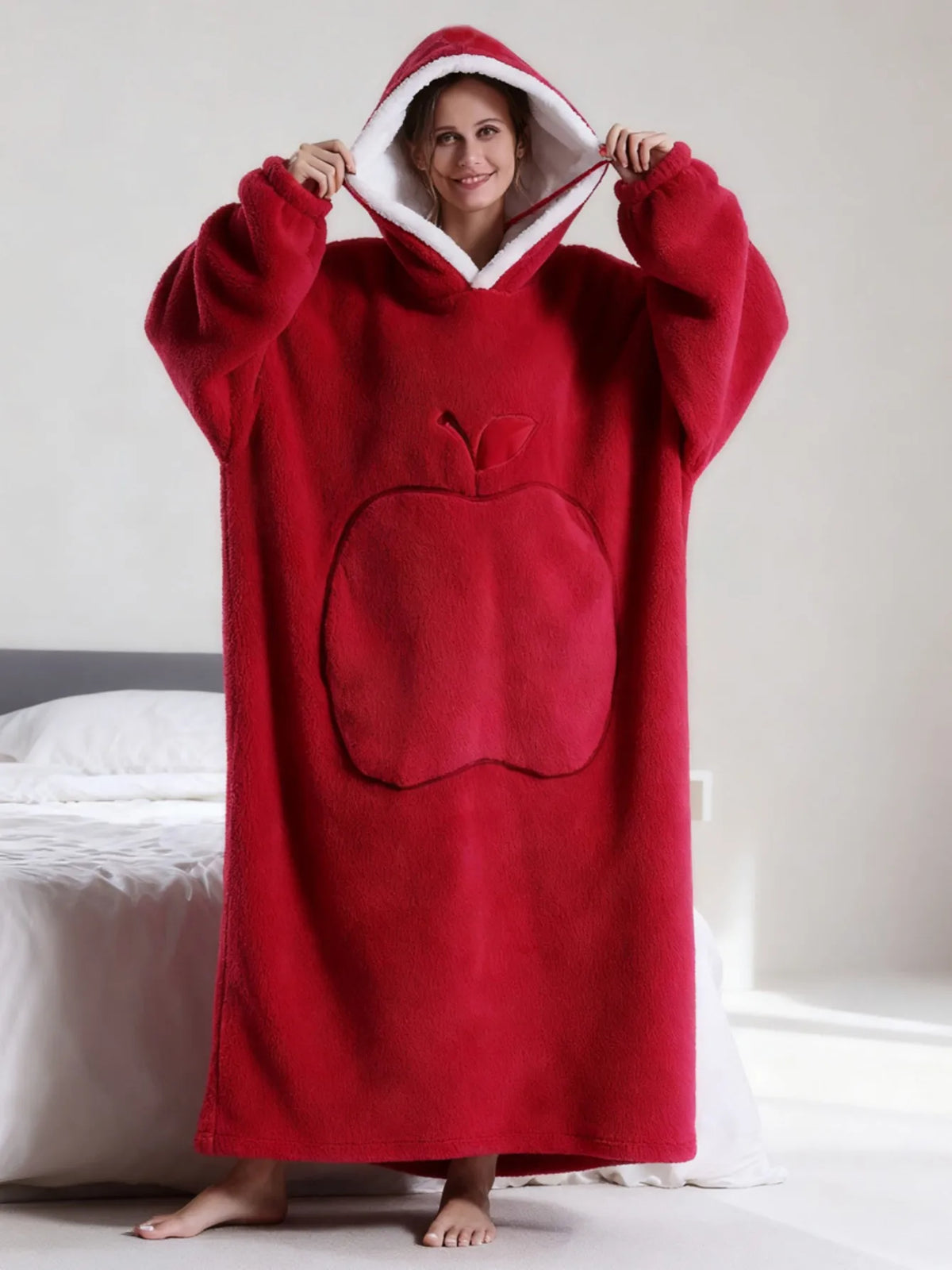 Oversized Hooded Blanket Sweatshirt with Sleeves for Adults - Wearable Sherpa-Lined Fleece Throw Hoodie - Cozy TV Lounge Robe for Men and | Lonoma