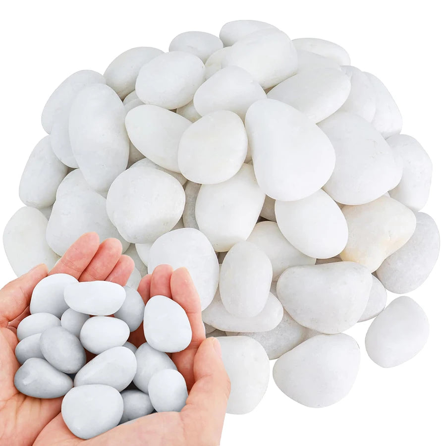 Witte tuinkiezels - 300-800g Witte Hooggepolijste Natuurlijke Kiezels 2-3cm Binnenplaats Landschap Decoratie Rotsen Peddels Tuinbouw Decoratieve Stenen