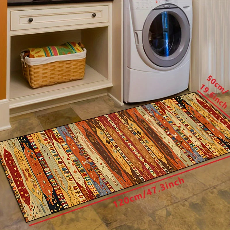Bohemian Runner Rug for Hallway Kitchen Entry Bedroom – Waterproof Non-Slip Floor Mat – Polyester Woven Carpet for Home Entryway | Lonoma