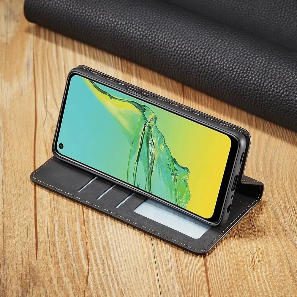 Étui portefeuille en cuir magnétique Samsung avec rabat porte-cartes protection élégante et fonctionnelle | Koossa