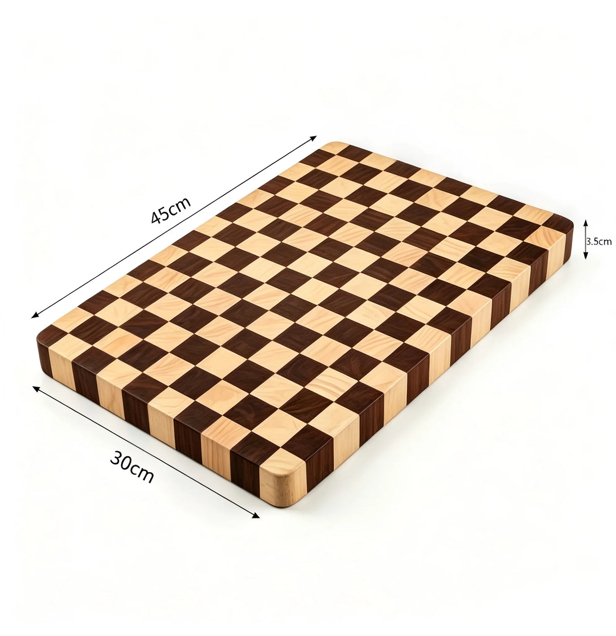 Rubberwood Cutting Board Checkerboard Pattern Thick Butcher Block for Meat Vegetables Fruit Kitchen Prep Charcuterie Serving Tray | Lonoma