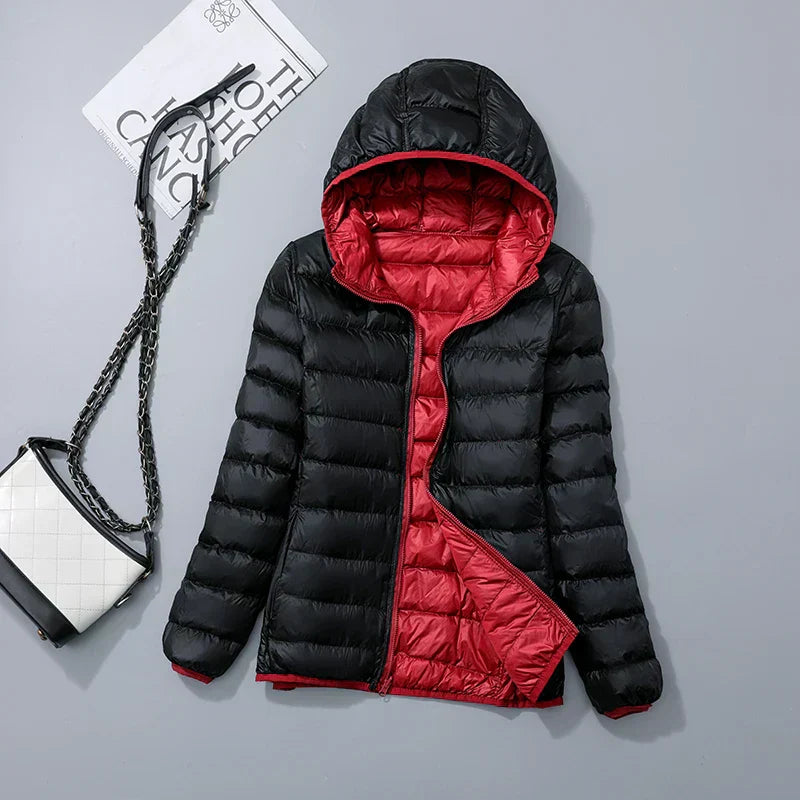 Women's Hooded Puffer Jacket — Lightweight Quilted Coat for Autumn & Winter Layering | Koossa