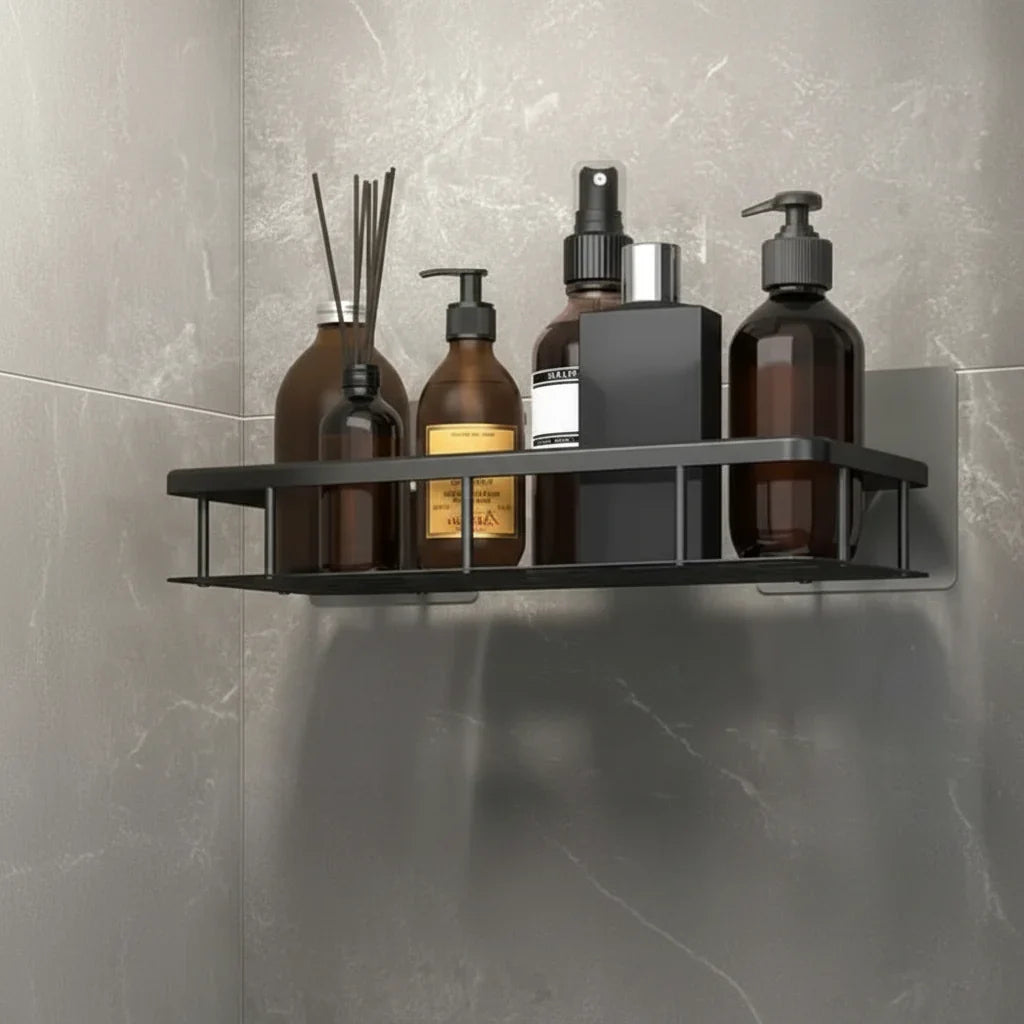 Adhesive Bathroom Shelf Corner Triangle Rectangle Organizer No Drill ABS Stainless Steel for Shower Wall | Lonoma
