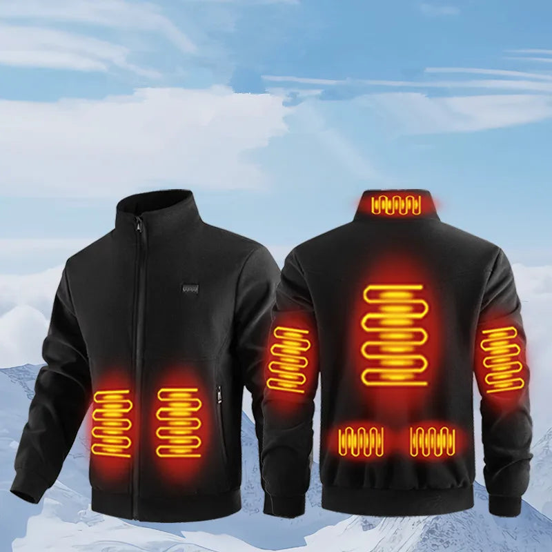 Heated jacket - Nieuwe wintermode Veelzijdige polarfleece dikke verwarming warme jas voor zowel mannen als vrouwen 8-zone intelligente verwarming elektrische jas