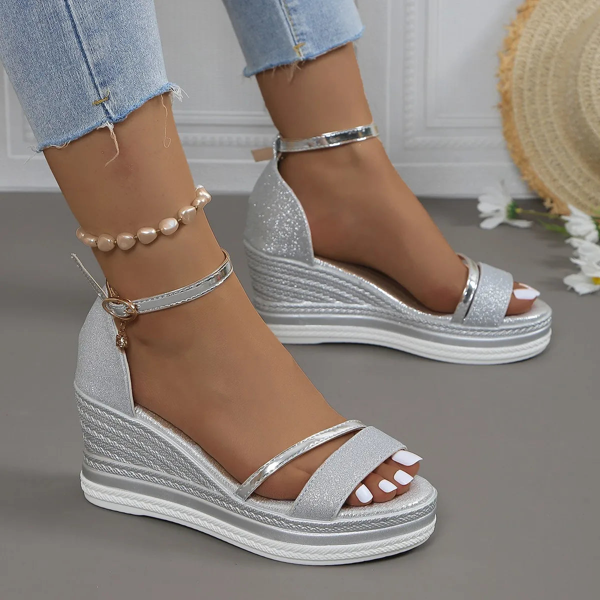 Women's Orthotic Strap Sandals in Metallic & Neutral Tones – Contoured Footbed, Adjustable Buckle, All-Day Comfort for Summer | Koossa