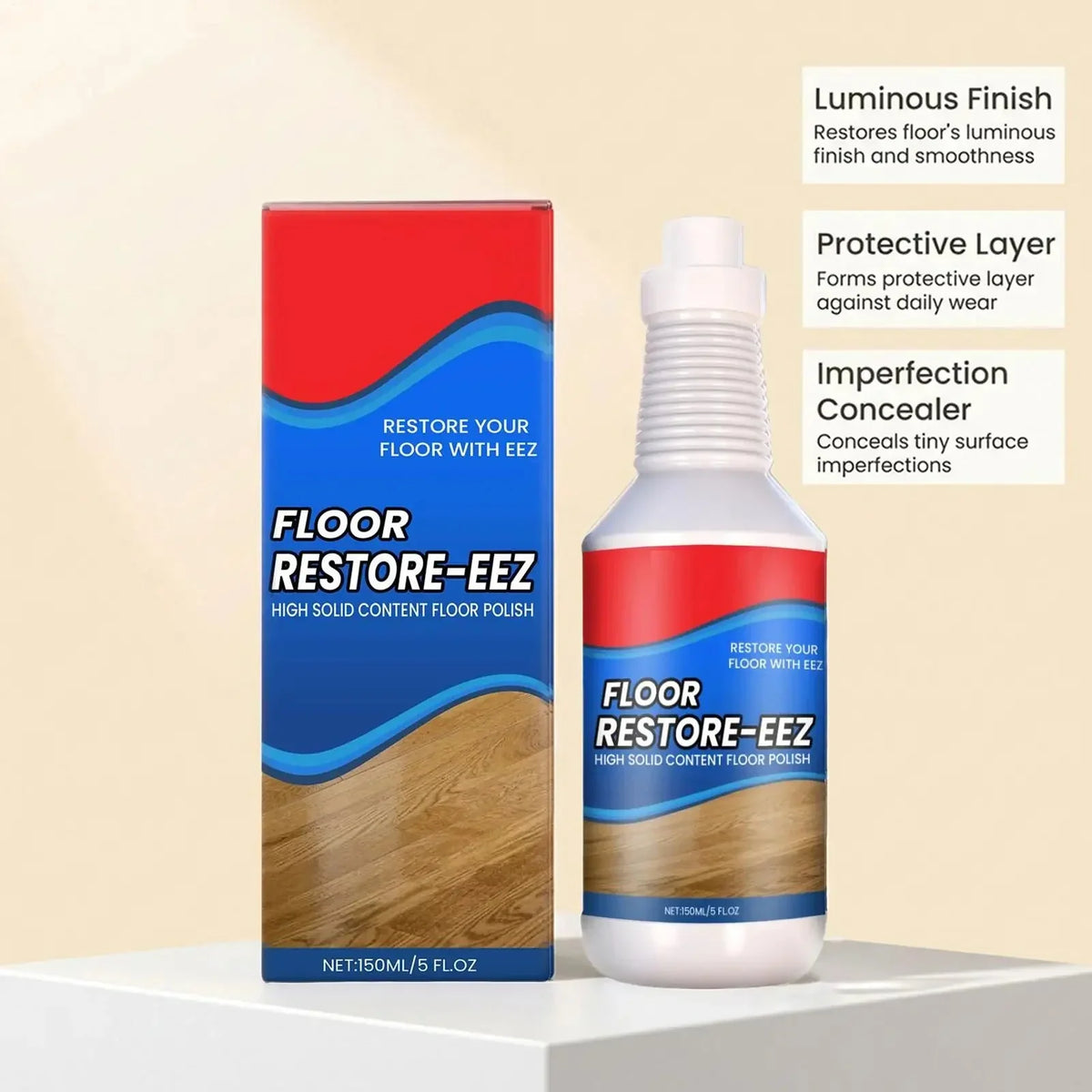 Hardwood Floor Restorer & Scratch Repair Liquid, 5 fl oz Wipe-On Polish for Wood, Parquet, Laminate & Engineered Floors | Lonoma
