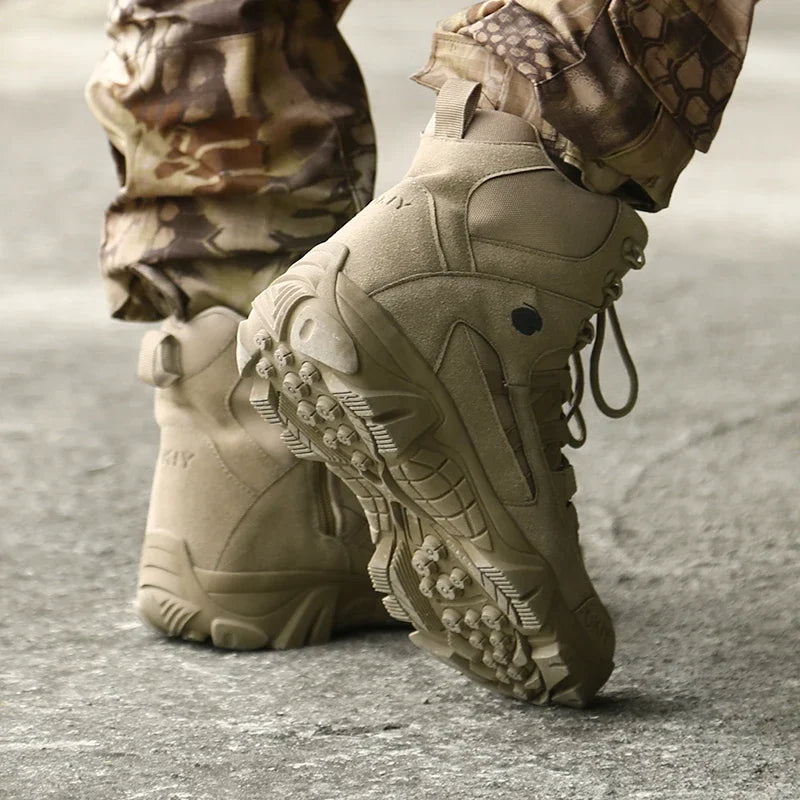 Men's Tactical Ankle Boots Rugged Hiking Footwear Platform Desert Style Lace-Up Work Boots Outdoor Trail Trekking Shoes Adventure Ready | Lonoma