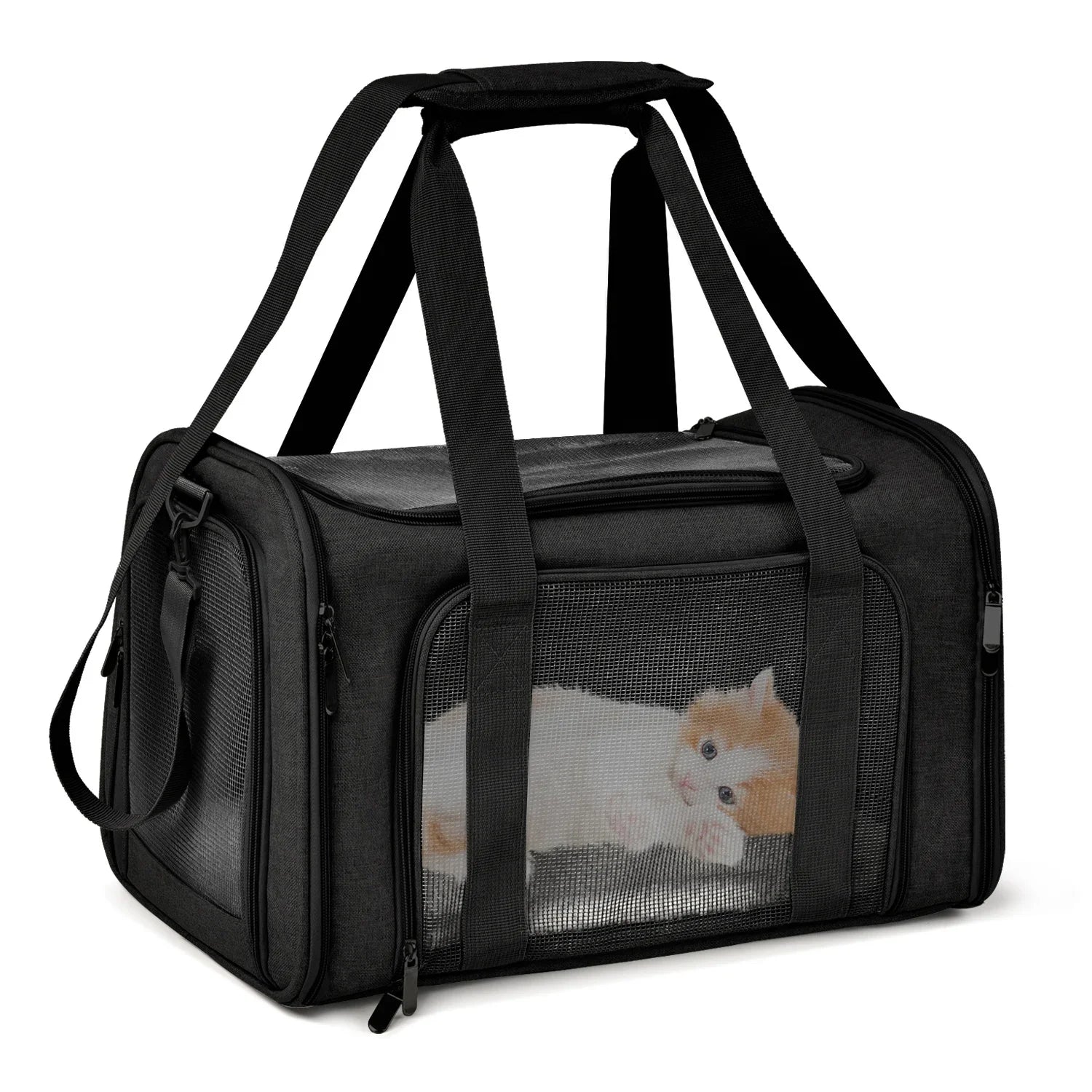 Pet Carrier Bag Small Medium Dog Cat Travel Soft-Sided Mesh Ventilated Shoulder Strap Car Seat Washable Mat Luggage Sleeve | Koossa