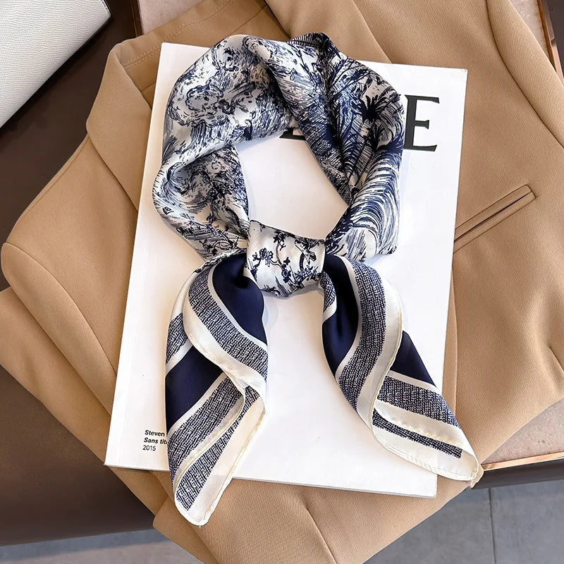 Square Satin Scarf 27.5 Inch Equestrian Print Headwrap Neck Tie Hairband for Women Four Season Versatile Accessory | Lonoma