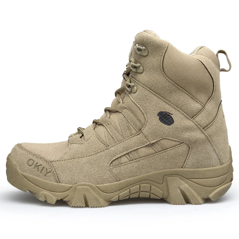 Men's Tactical Ankle Boots Rugged Hiking Footwear Platform Desert Style Lace-Up Work Boots Outdoor Trail Trekking Shoes Adventure Ready | Lonoma