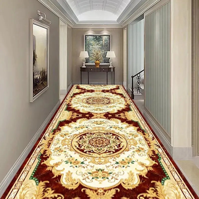 Hallway Runner Rug Soft Low-Profile Non-Slip Backing Foldable for Stairs Entryway Balcony Persian-Style Geometric Print Machine-Washable | Lonoma