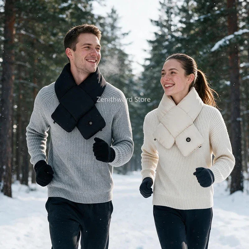 USB Rechargeable Heated Neck Wrap for Winter Outdoor Activities – Soft Plush Thermal Scarf for Men & Women | Lonoma