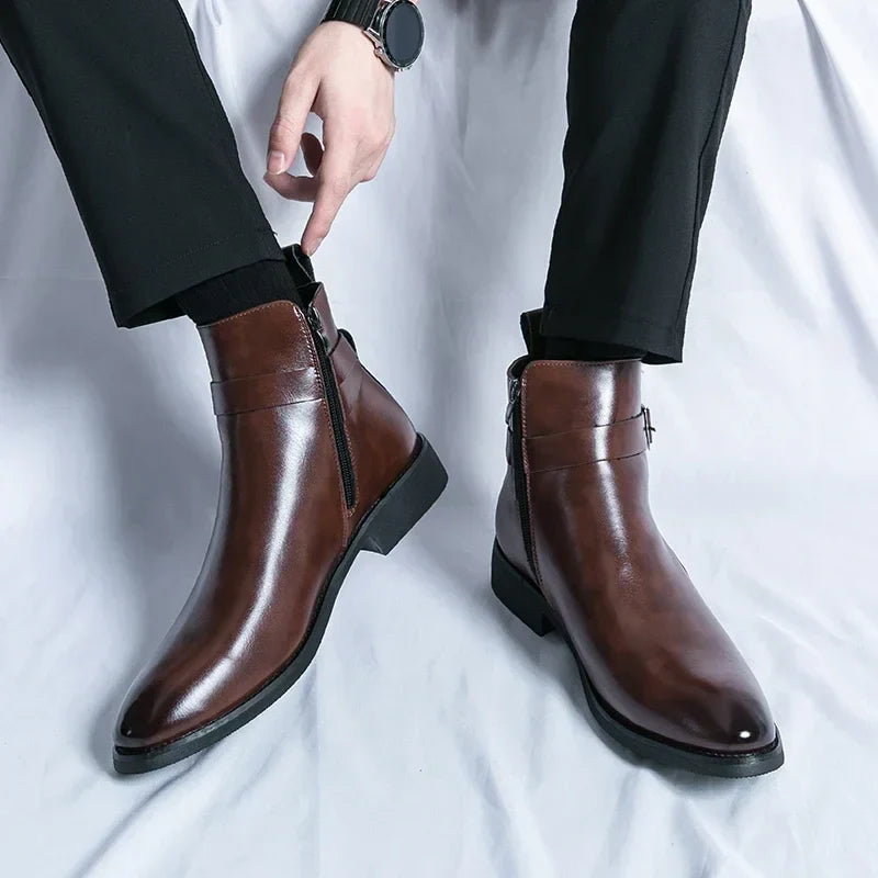 Men's Chelsea Boots in Supple Leather with Elasticated Side Gussets | Classic Ankle Boots for Smart Casual and Formal Occasions | Koossa