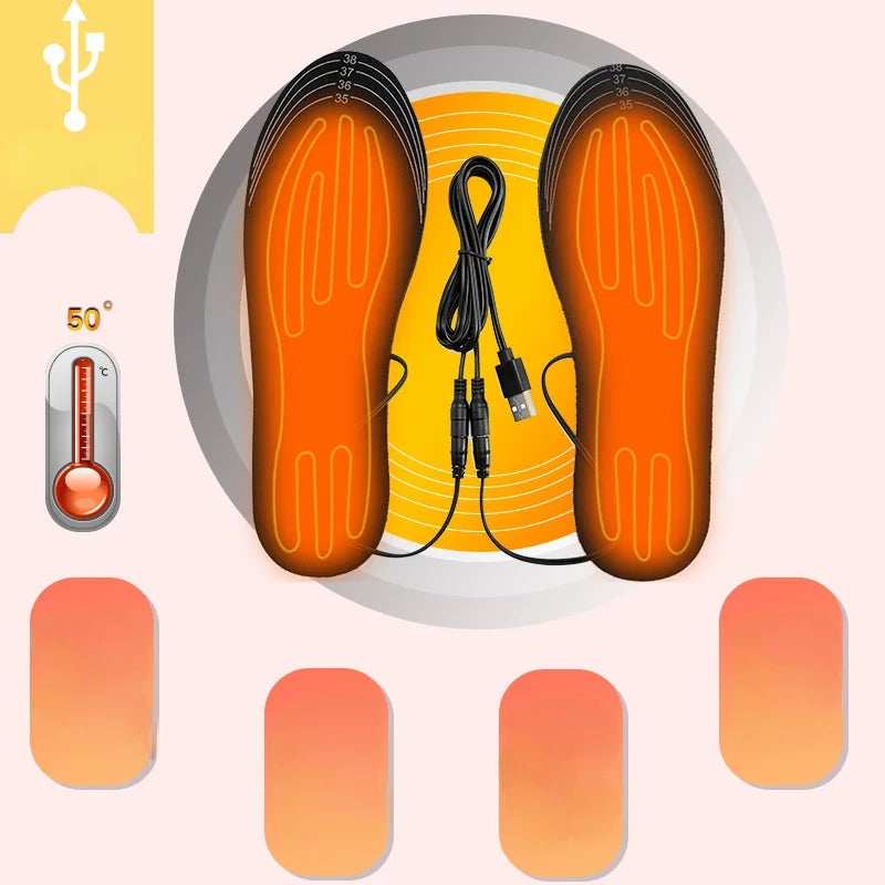 USB Powered Heated Insoles Trimable Carbon Fiber Foot Warmers for Winter Outdoor Activities Skiing Hiking | Lonoma