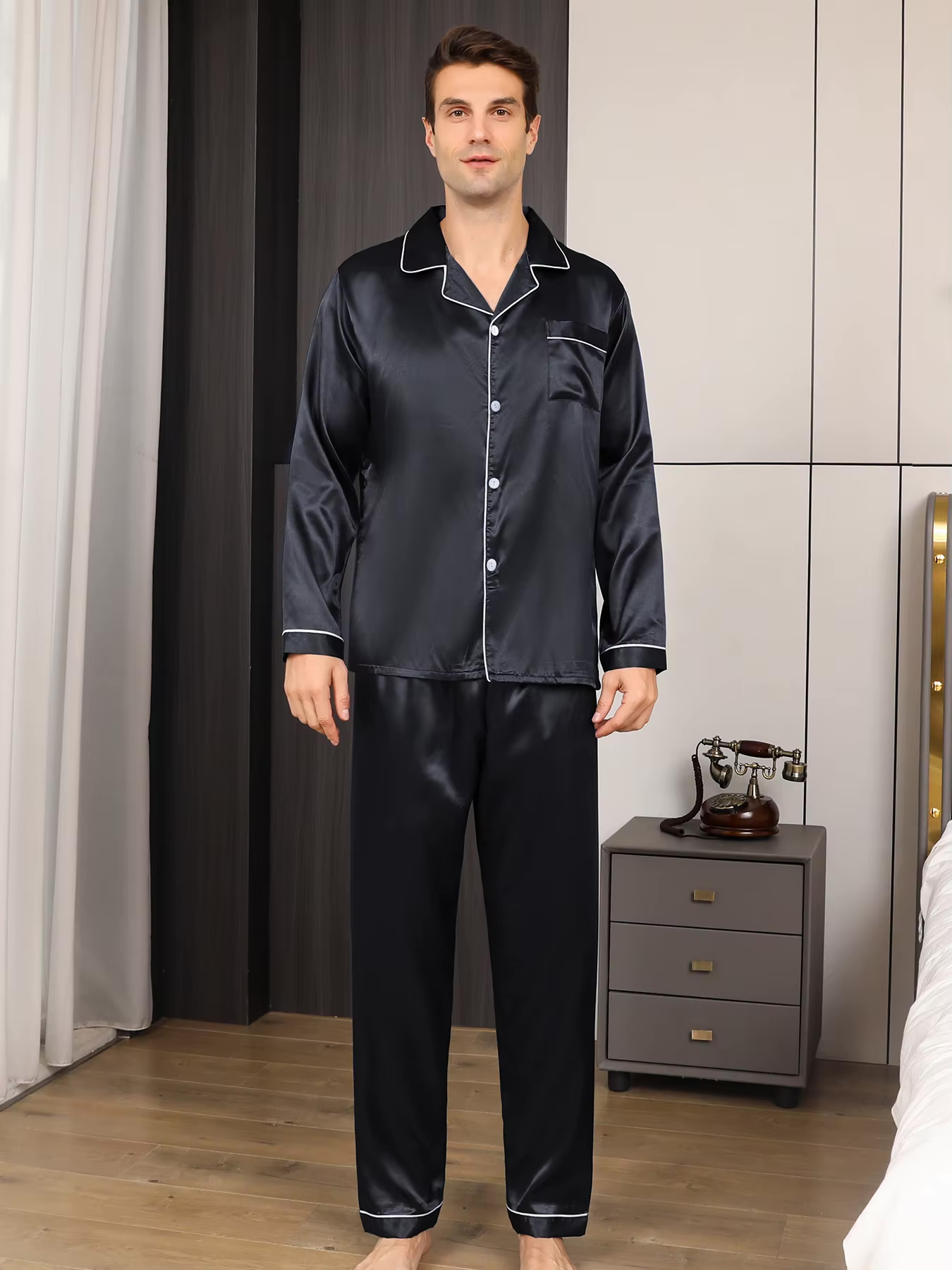 Men's Long-Sleeve Pyjama Set — Classic Nightwear for Relaxation and Restful Sleep | Koossa