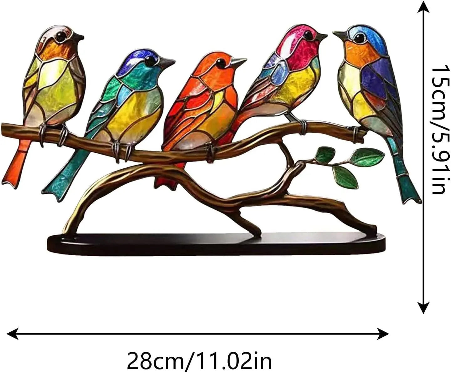 Oiseaux en Verre Soufflé sur Branchage — Figurines Décoratives Colorées pour Bureau et Rebord de Fenêtre | Koossa