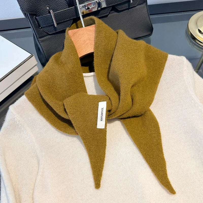Triangle Wool Scarf for Women – 100% Pure Wool Winter Wrap Shawl with Solid Color Design for Cold Weather | Lonoma