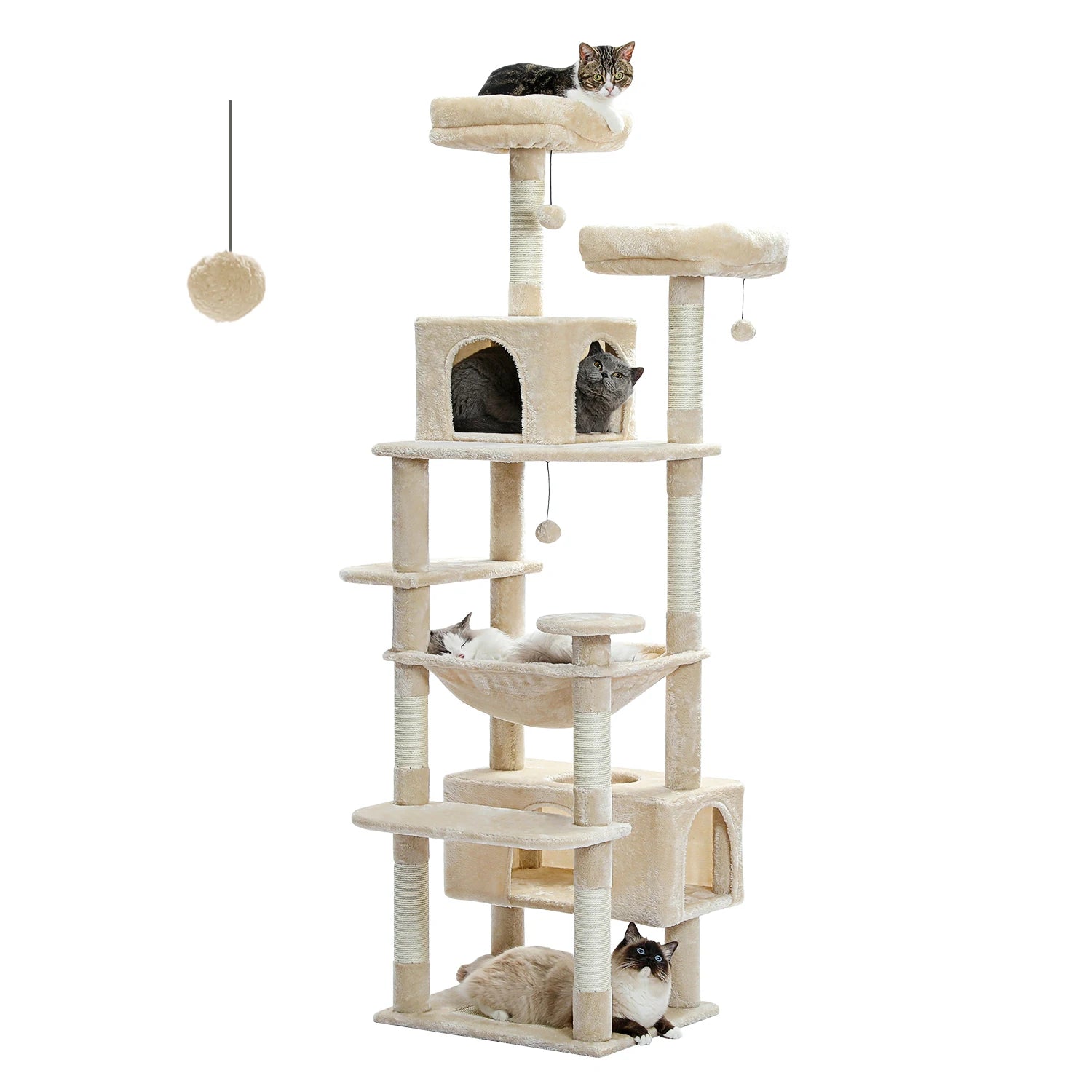 Cat Tree Scratching Post Sisal 136cm Tall Multi-Level Tower Hammock Condo Perch Platform Climbing Activity Centre Indoor | Koossa