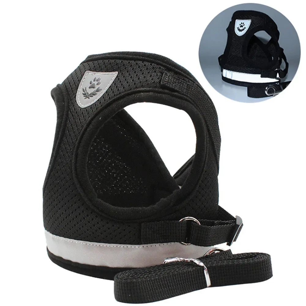 Cat Harness Reflective Mesh Adjustable Escape-Proof Vest Lead Set Small Pet Puppy Walking | Koossa