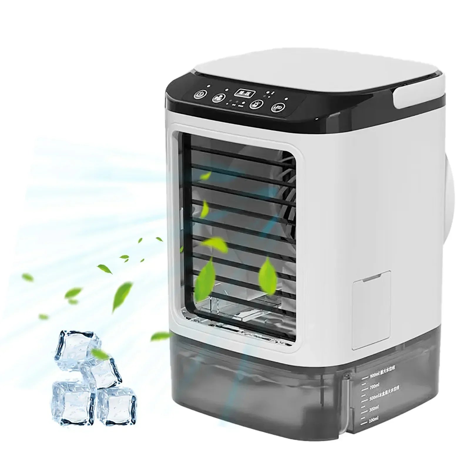 Rafraîchisseur d'air portable avec brumisation 900 ml – 3 vitesses, lumière LED 7 couleurs pour bureau et chambre | Koossa