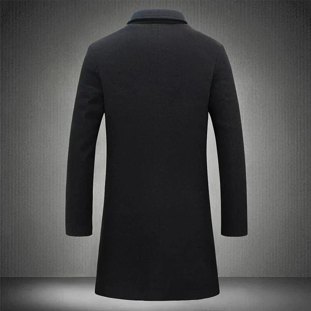 Women's Single-Breasted Trench Coat in Beige, Grey, Navy & Black — Longline Structured Lapel Design for Work and Formal Occasions | Koossa