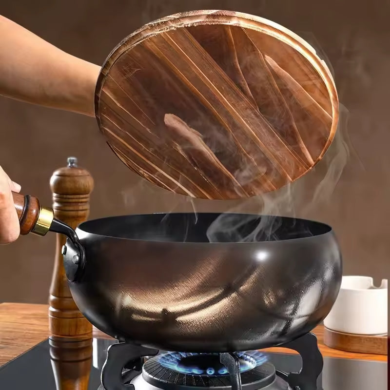 Récipient Profond en Fonte Noire 24 cm Induction Gaz Four Sautés Mijotés Braisés Cuisine Asiatique Robuste | Koossa