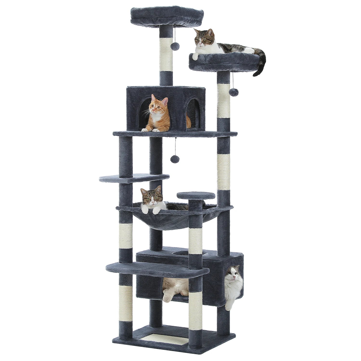 Cat Tree Scratching Post Sisal 136cm Tall Multi-Level Tower Hammock Condo Perch Platform Climbing Activity Centre Indoor | Koossa