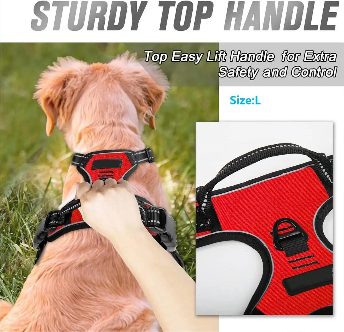Dog Harness No Pull Front Clip Reflective Heavy Duty Handle Large Medium Adjustable Padded Vest Walking Training | Koossa