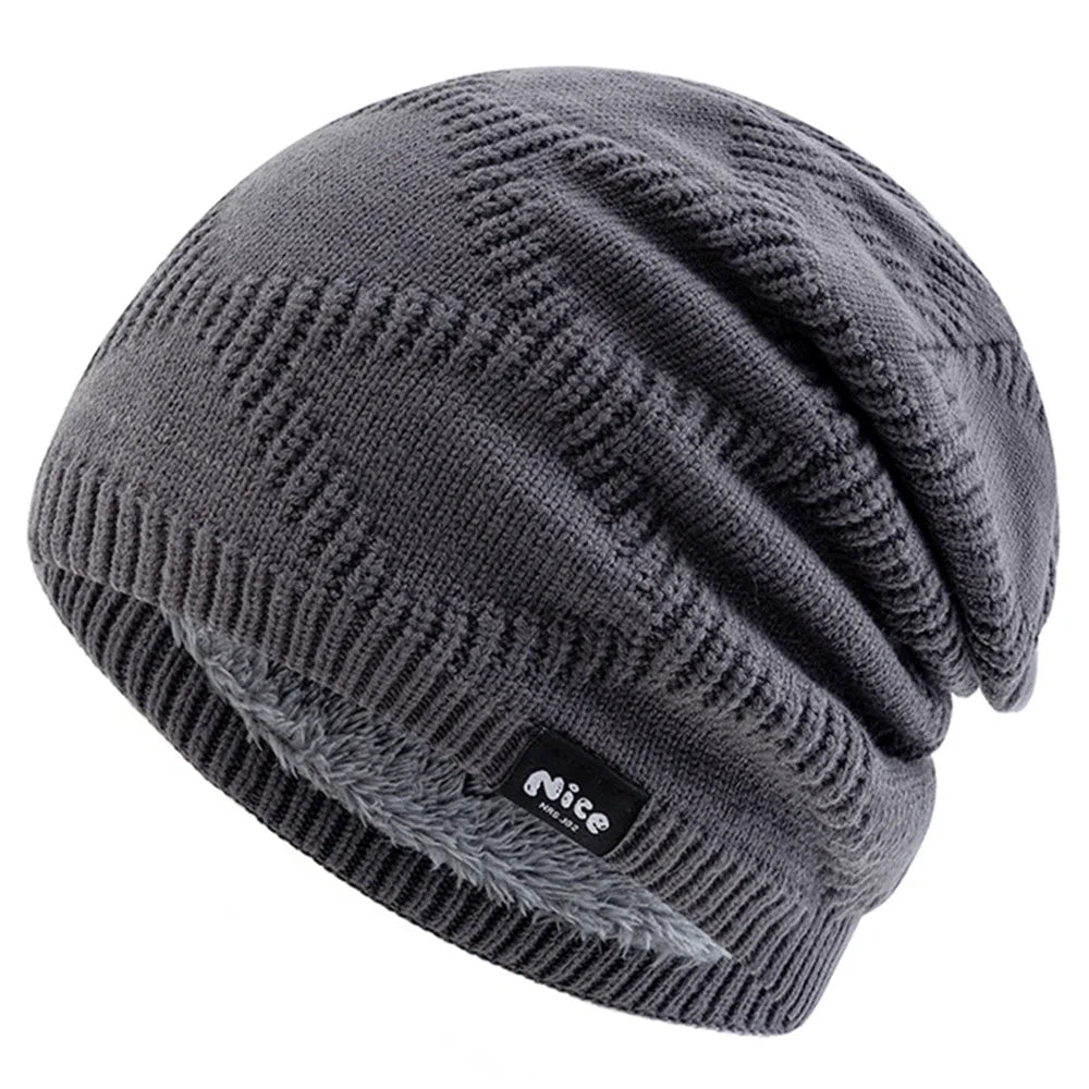 Textured Slouch Beanie Hat for Men and Women with Fleece Lining Cold Weather Winter Knit Cap Casual Daily Headwear | Lonoma