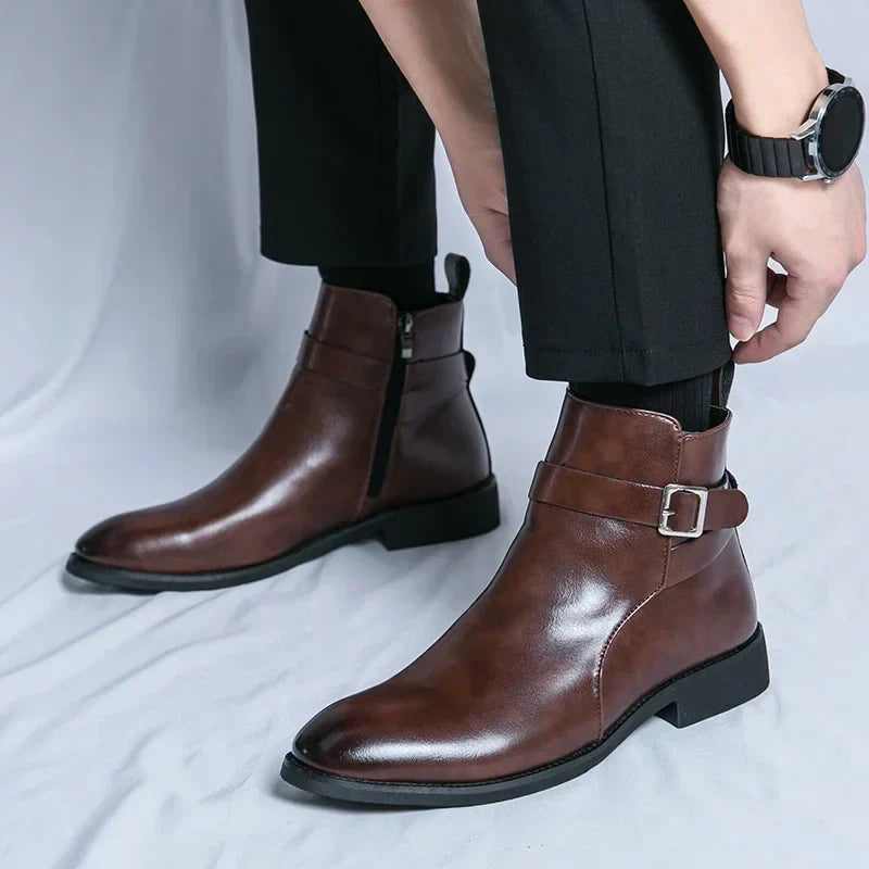 Men's Chelsea Boots in Supple Leather with Elasticated Side Gussets | Classic Ankle Boots for Smart Casual and Formal Occasions | Koossa
