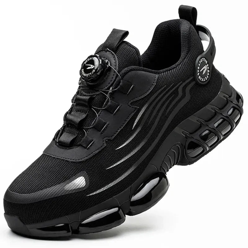 Men's Black Safety Work Shoes with Arch Support — Comfortable Steel Toe Cap Shoes for Long Work Days | Koossa