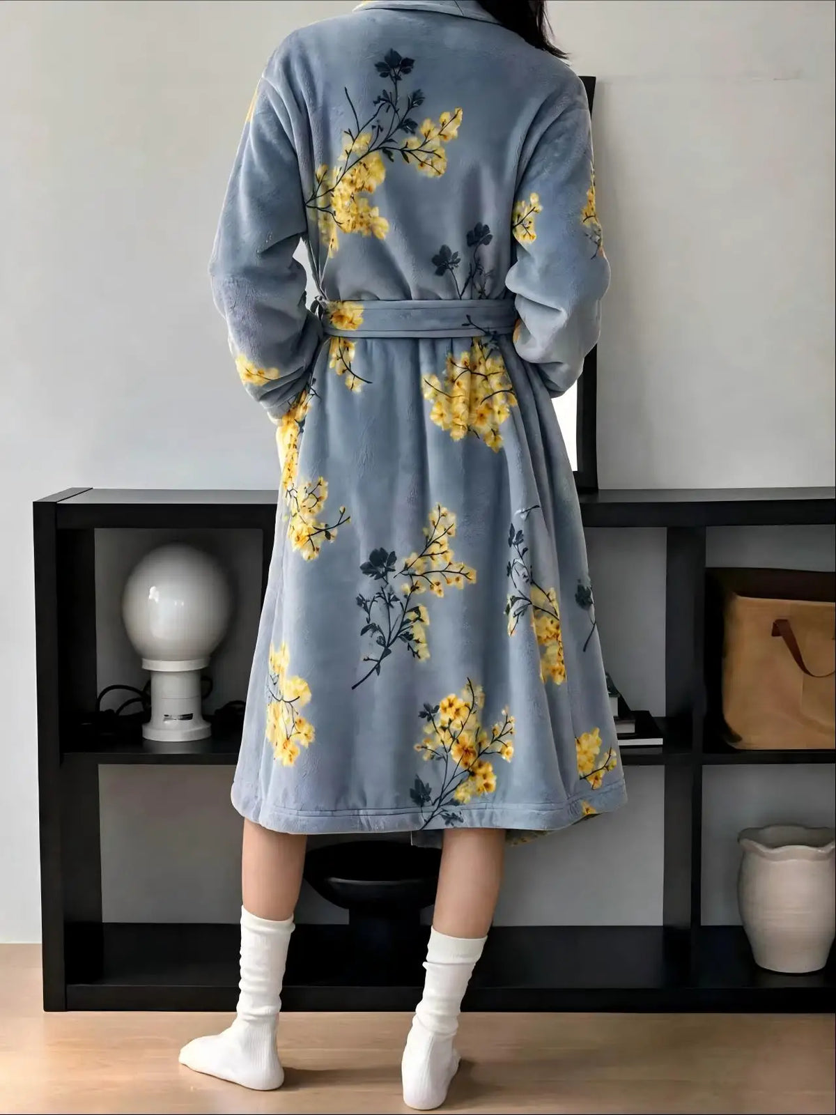 Women's Plush Fleece Robe with Belt – Ultra Soft Cozy Bathrobe for Winter Loungewear, Long Warm House Robe for Home | Lonoma