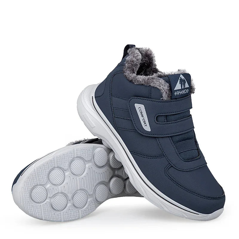 Adjustable Diabetic Sneakers for Swollen Feet Hook-and-Loop Orthopedic Walking Shoes Winter Fleece Ankle Boots Men's Comfort Footwear | Lonoma