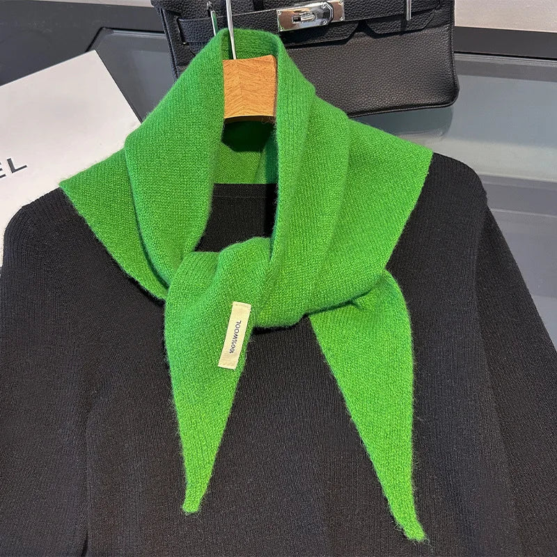 Triangle Wool Scarf for Women – 100% Pure Wool Winter Wrap Shawl with Solid Color Design for Cold Weather | Lonoma
