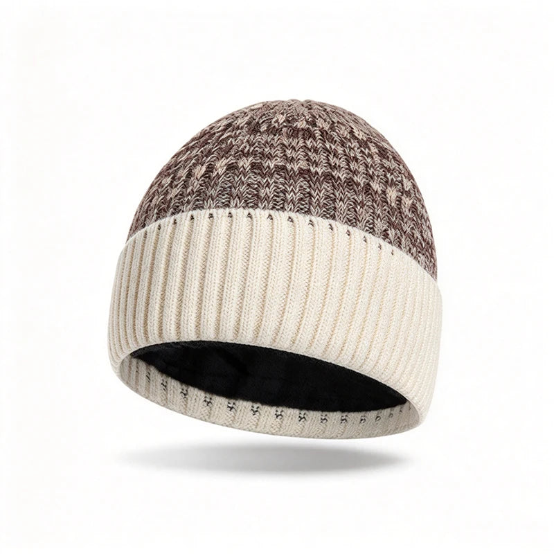 Men's Fleece-Lined Knit Beanie Winter Hat with Cuff Warm Thermal Skull Cap for Everyday Cold Weather | Lonoma