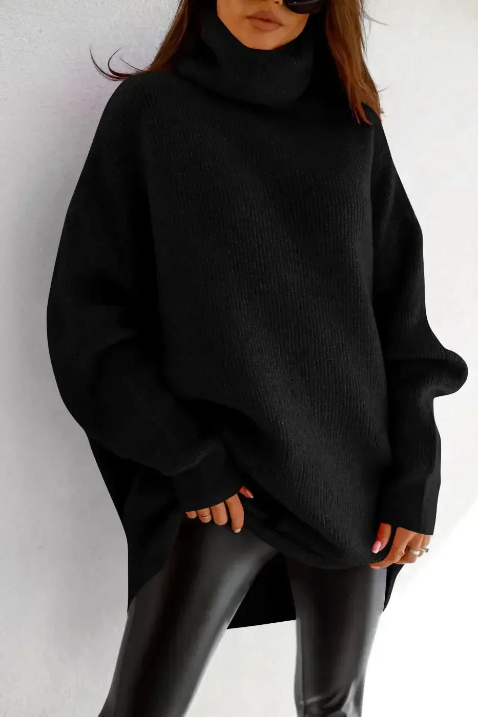 Women's Oversized Knit Jumper — Relaxed Fit High Neck Pullover for Everyday Comfort & Casual Elegance | Koossa