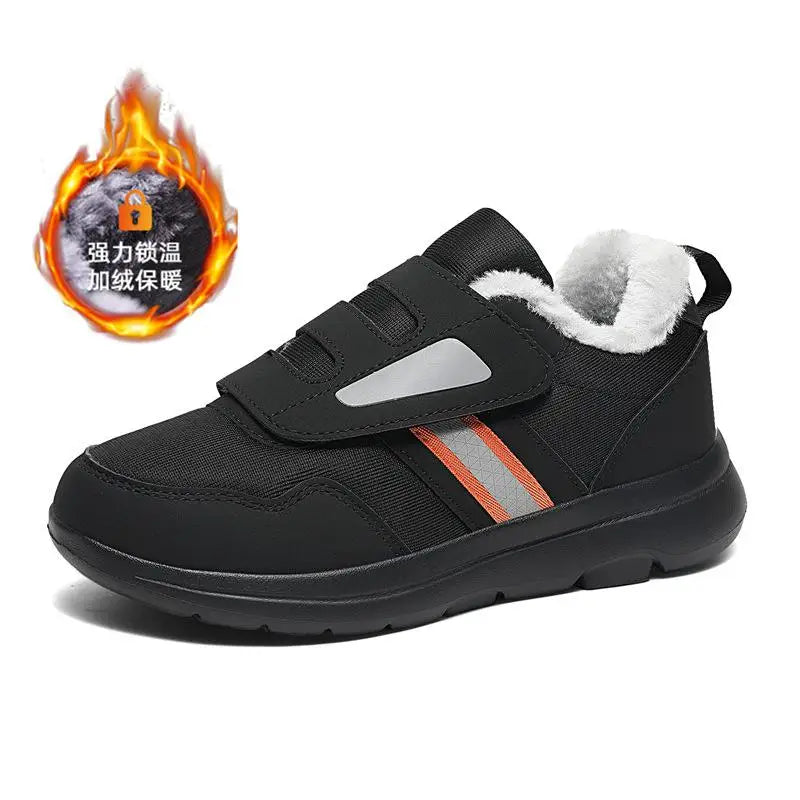 Adjustable Winter Slip-On Sneakers for Women Wide Fit Orthopedic Walking Shoes with Hook and Loop Closure Gray Black Purple | Lonoma