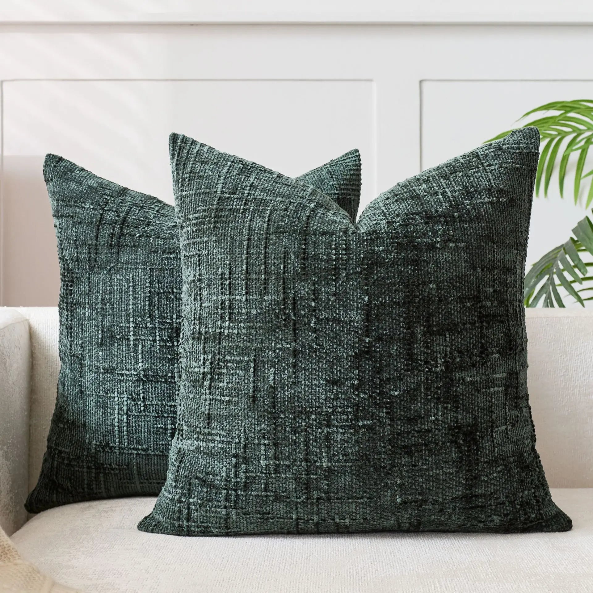 Housse de Coussin Chenille Effet Bambou Uni 45 cm pour Canapé et Chambre à Coucher Décoration Intérieure | Koossa